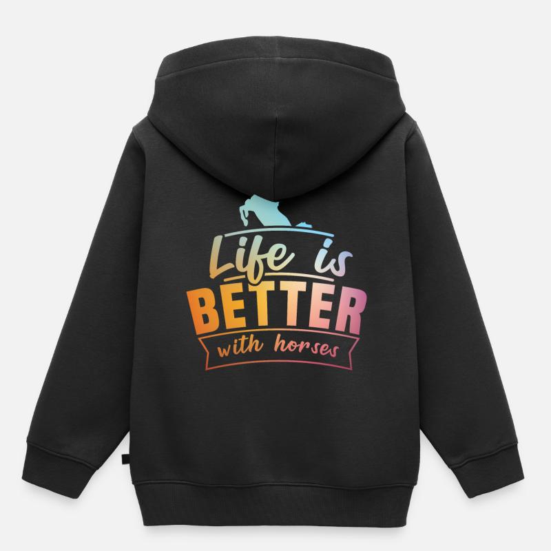 La vie est meilleure avec la conception de - Sweat Premium à capuche enfant bio - noir