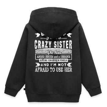 T-shirt J'ai une soeur folle, elle a des - Sweat Premium à capuche enfant bio - noir - Dos - AI Model Kid Male (0cm)