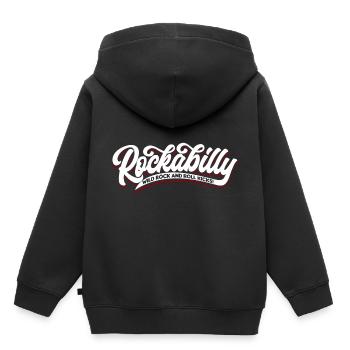 Rockabilly Wild Rock n Roll - Typo - neg - Sweat Premium à capuche enfant bio - noir - Dos - AI Model Kid Male (0cm)