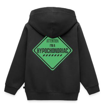 Attention Je suis une phobie hypocondriaque - Sweat Premium à capuche enfant bio - noir - Dos - AI Model Kid Male (0cm)
