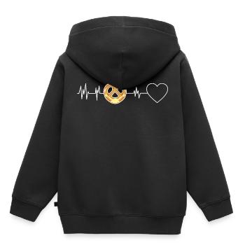 Herz EKG Brezel Herzfrequenz Brezel - Kinder Premium Organic Hoodie - Schwarz - Hinten - AI Model Kid Male (0cm)