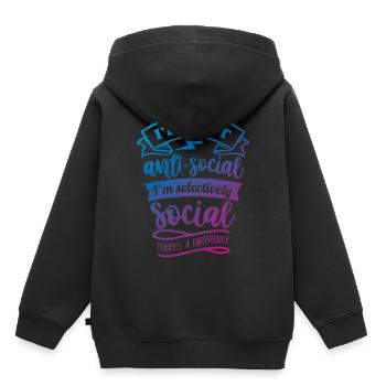 Antisocial - Social sélectif - col - Sweat Premium à capuche enfant bio - noir - Dos - AI Model Kid Male (0cm)