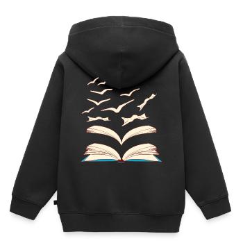 Bird Library Books Flying For Amazing People - Kinder Premium Organic Hoodie - Schwarz - Hinten - AI Model Kid Male (0cm)