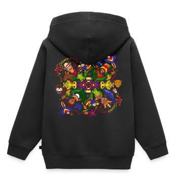 La Colombie, charmante terre pleine de gens joyeux - Sweat Premium à capuche enfant bio - noir - Dos - AI Model Kid Male (0cm)
