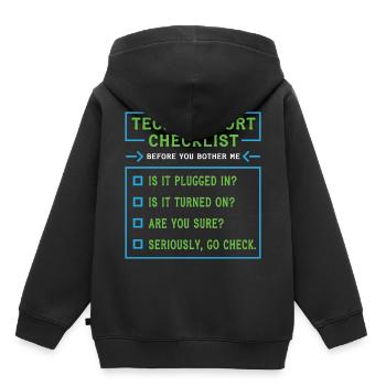 Liste de contrôle du support technique Coding - Sweat Premium à capuche enfant bio - noir - Dos - AI Model Kid Male (0cm)