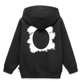 Fond blanc avec décoration de forme ovale - Sweat Premium à capuche enfant bio - noir - Dos - AI Model Kid Male (0cm)