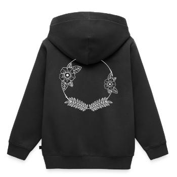 Fleurs blanches Vrilles Coin Ornements Cadre - Sweat Premium à capuche enfant bio - noir - Dos - AI Model Kid Male (0cm)