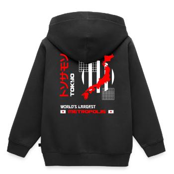 Japan Urban Worlds Largest Metropolis - Kids Premium Organic Hoodie - black - Back - AI Model Kid Male (0cm)