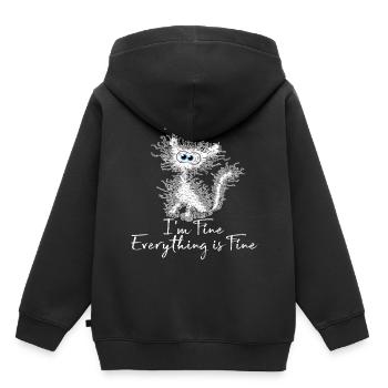 It's Fine I'm Fine Everything is Fine Cat Shirt - Kids Premium Organic Hoodie - black - Back - AI Model Kid Male (0cm)