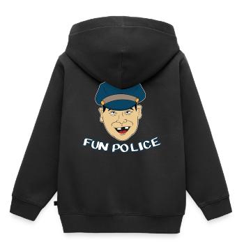 Fun Police für Polizei T-Shirt Design Notfall - Kinder Premium Organic Hoodie - Schwarz - Hinten - AI Model Kid Male (0cm)