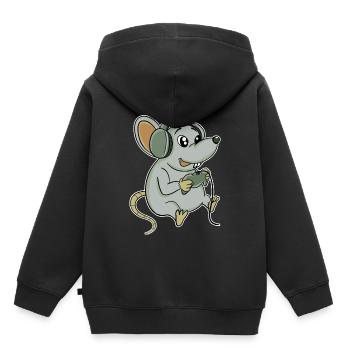 Souris gamer - Sweat Premium à capuche enfant bio - noir - Dos - AI Model Kid Male (0cm)