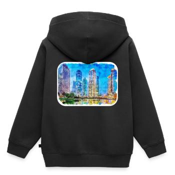 Shanghai China Aquarell Skizze Illustration - Kinder Premium Organic Hoodie - Schwarz - Hinten - AI Model Kid Male (0cm)