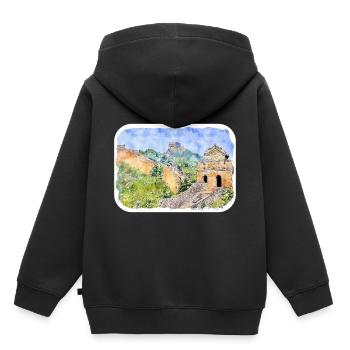 Peking China Aquarellskizze gezeichnete Zeichnung - Kinder Premium Organic Hoodie - Schwarz - Hinten - AI Model Kid Male (0cm)