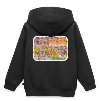 Quebec Kanada Aquarell Skizze gezeichnete Illustration - Kinder Premium Organic Hoodie - Schwarz - Hinten - AI Model Kid Male (0cm)