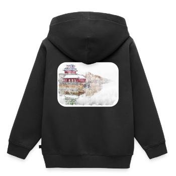 Beijing Landmark Watercolor Sketch Paint Drawing - Kids Premium Organic Hoodie - black - Back - AI Model Kid Male (0cm)