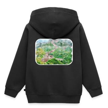 Beijing China Watercolor Sketch Illustration - Kids Premium Organic Hoodie - black - Back - AI Model Kid Male (0cm)