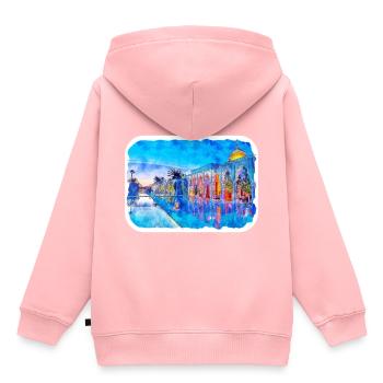Marrakesch Marokko Aquarell Skizze Zeichnung Zeichnung - Kinder Premium Organic Hoodie - Rosa - Hinten - AI Model Kid Female (0cm)