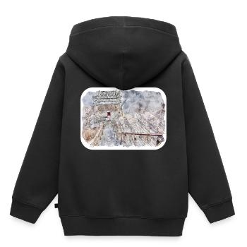 Beijing China Watercolor Sketch Illustration - Kids Premium Organic Hoodie - black - Back - AI Model Kid Male (0cm)