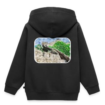 Beijing China Watercolor Sketch Illustration - Kids Premium Organic Hoodie - black - Back - AI Model Kid Male (0cm)