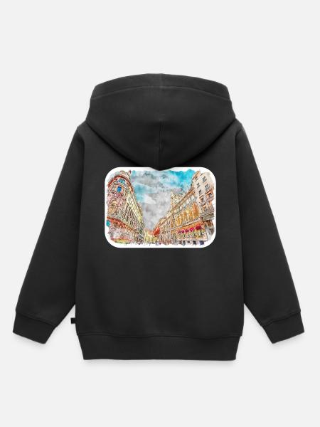 Spanien Aquarellskizze Handgezeichnete Illustration - Kinder Premium Organic Hoodie - Schwarz