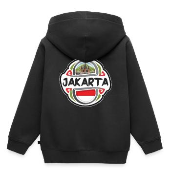 Jakarta Indonesien Flagge Abzeichen Reise Souvenir Briefmarke - Kinder Premium Organic Hoodie - Schwarz - Hinten - AI Model Kid Male (0cm)