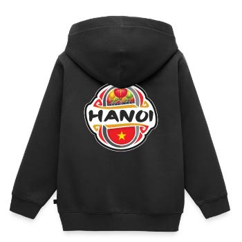 Hanoi Vietnam Flagge Abzeichen Reise Souvenir Stempel - Kinder Premium Organic Hoodie - Schwarz - Hinten - AI Model Kid Male (0cm)