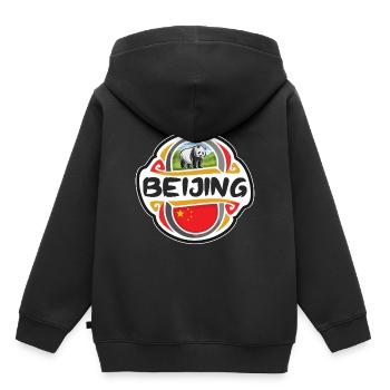 Beijing China Flag Badge Travel Souvenir Stamp - Kids Premium Organic Hoodie - black - Back - AI Model Kid Male (0cm)