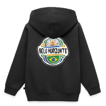 Belo Horizonte Brésil Drapeau Voyage Souvenir Badge S - Sweat Premium à capuche enfant bio - noir - Dos - AI Model Kid Male (0cm)