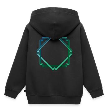 Décoration de cadre carré bleu vert - Sweat Premium à capuche enfant bio - noir - Dos - AI Model Kid Male (0cm)
