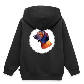 Bavarian Mountain Hound Dog Aquarelle Illustratio - Sweat Premium à capuche enfant bio - noir - Dos - AI Model Kid Male (0cm)