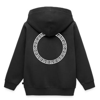 Weiß Runder Rahmen mit Blumen Deko Kreis - Kinder Premium Organic Hoodie - Schwarz - Hinten - AI Model Kid Male (0cm)