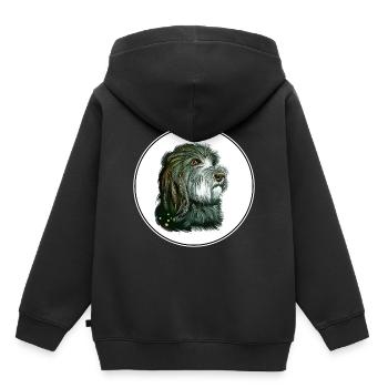 Katalanischer Schäferhund Aquarell Illustration - Kinder Premium Organic Hoodie - Schwarz - Hinten - AI Model Kid Male (0cm)