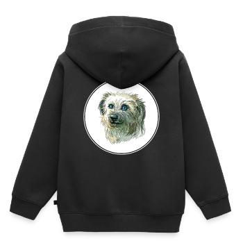 Pyrenäen-Schäferhund-Aquarell-Illustration - Kinder Premium Organic Hoodie - Schwarz - Hinten - AI Model Kid Male (0cm)