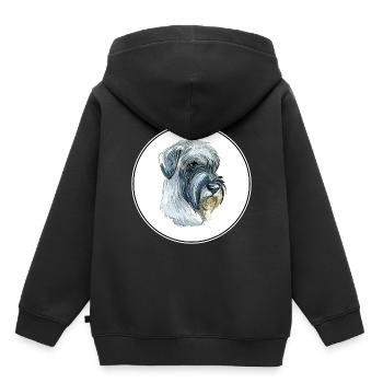 Mittelschnauze Standard Schnauzer Illustration de chien - Sweat Premium à capuche enfant bio - noir - Dos - AI Model Kid Male (0cm)