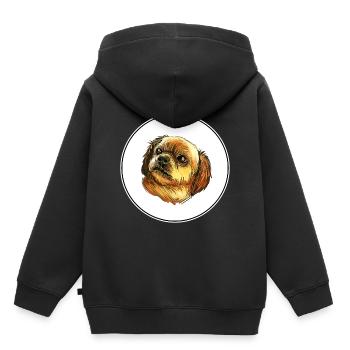 Tibetischer Spaniel Hund Aquarell Skizze Illustration - Kinder Premium Organic Hoodie - Schwarz - Hinten - AI Model Kid Male (0cm)