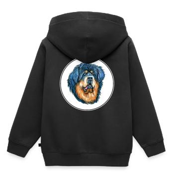 Tibetischer Mastiff Hund Aquarell Skizze Illustration - Kinder Premium Organic Hoodie - Schwarz - Hinten - AI Model Kid Male (0cm)