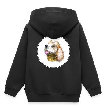 Briquet Griffon Vendeen Aquarelle pour chien Illustratio - Sweat Premium à capuche enfant bio - noir - Dos - AI Model Kid Male (0cm)