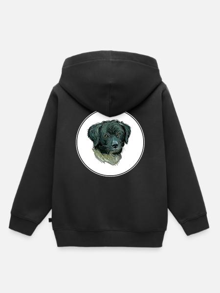 Wetterhoun Hund Aquarell Illustration - Kinder Premium Organic Hoodie - Schwarz