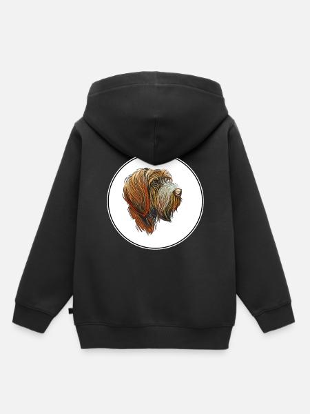 Drahthaar Pointing Griffon Dog Illustration - Kinder Premium Organic Hoodie - Schwarz