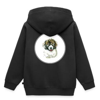 Berger des Carpates Chiot Chien Aquarelle Illustrat - Sweat Premium à capuche enfant bio - noir - Dos - AI Model Kid Male (0cm)