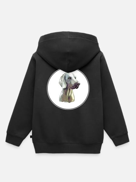 Weimaraner Hund Aquarell Illustration - Kinder Premium Organic Hoodie - Schwarz