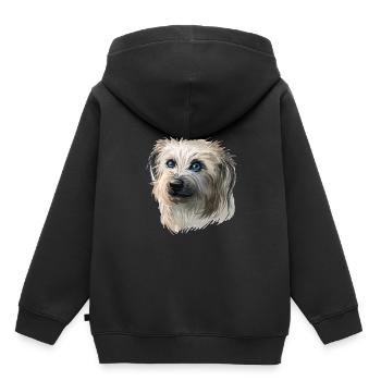 Pyrenäen-Schäferhund-Aquarell-Illustration - Kinder Premium Organic Hoodie - Schwarz - Hinten - AI Model Kid Male (0cm)