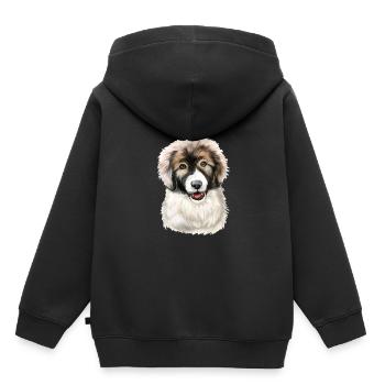 Berger des Carpates Chiot Chien Aquarelle Illustrat - Sweat Premium à capuche enfant bio - noir - Dos - AI Model Kid Male (0cm)