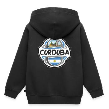 Cordoba Argentine Drapeau Badge Voyage Souvenir Timbre - Sweat Premium à capuche enfant bio - noir - Dos - AI Model Kid Male (0cm)
