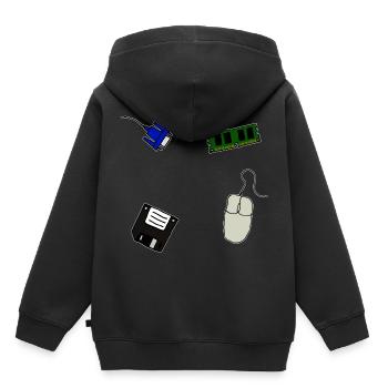 Retro Computer Floppy VGA Mouse Memory - Sweat Premium à capuche enfant bio - noir - Dos - AI Model Kid Male (0cm)