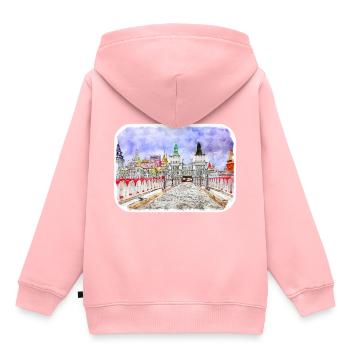 Moskau Russland Aquarell Skizze Illustration - Kinder Premium Organic Hoodie - Rosa - Hinten - AI Model Kid Female (0cm)