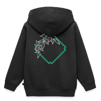 Natur Rahmen Quadrat Blatt Verzierung - Kinder Premium Organic Hoodie - Schwarz - Hinten - AI Model Kid Male (0cm)