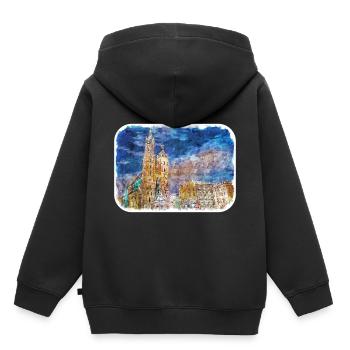 Krakau Polen Aquarell Skizze Illustration - Kinder Premium Organic Hoodie - Schwarz - Hinten - AI Model Kid Male (0cm)