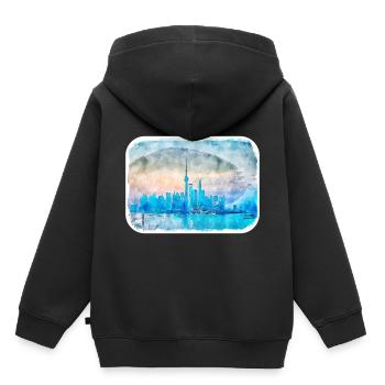 Shanghai China Aquarell Skizze Illustration - Kinder Premium Organic Hoodie - Schwarz - Hinten - AI Model Kid Male (0cm)