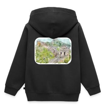 Beijing China Watercolor Sketch Drawn Drawing - Kids Premium Organic Hoodie - black - Back - AI Model Kid Male (0cm)